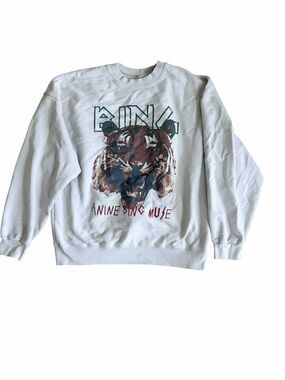 Anine Bing off-White Crewneck Sweatshirt with Tiger Graphic